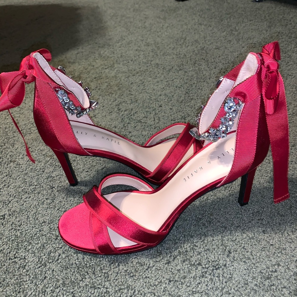 Red Satin Heels